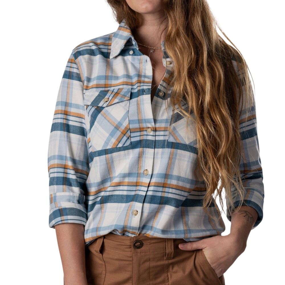 NEW Duck Camp Shirt Clear Skies Women Size XL Trailhead Twill Button Down Plaid